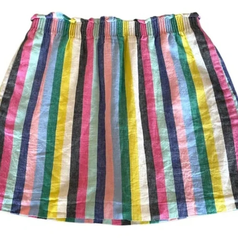 J. Crew Factory Rainbow Stripe Linen Mini Skirt